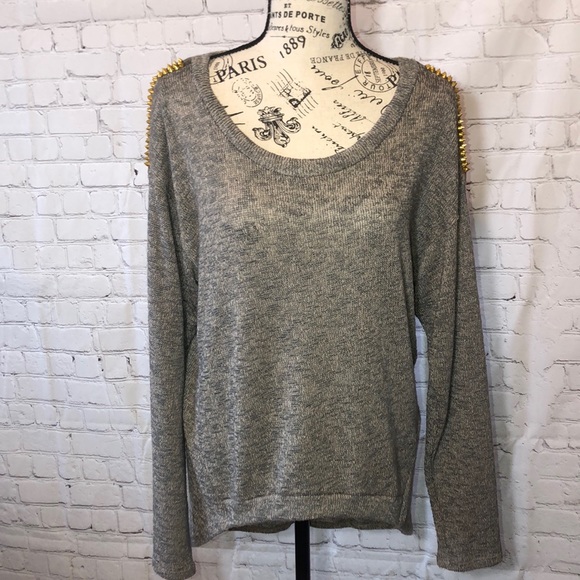 Vintage Havana Sweaters - Vintage Havana Sweater Gold Studs Hi-Lo